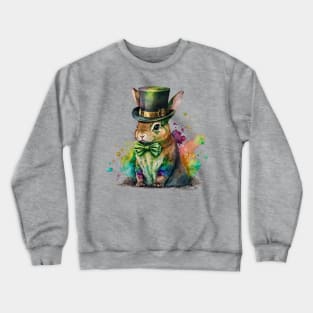 St Patricks Day Leprechaun Bunny Crewneck Sweatshirt